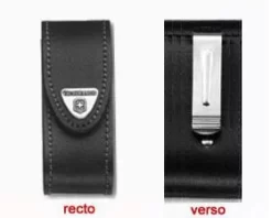 Victorinox Black Leather Pouch 91/93 Mm 2-4 Layers With Rotating Clip