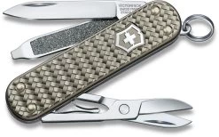 Victorinox Classic Precious Multi Tool Pocket Knife Gray Woven Alox Handle 062214031G