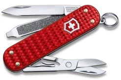 Victorinox Classic Precious Multi Tool Pocket Knife Red Woven Alox Handle 06221401G