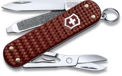Victorinox Classic Precious Multi Tool Pocket Knife Brown Woven Alox Handle 062214011G