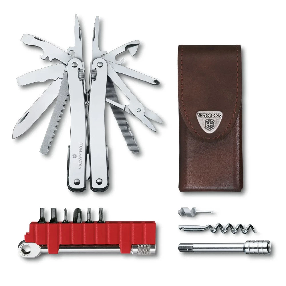 Victorinox SwissTool Spirit Plus Ratchet Pointed Multi-tool With Leather Box Sheath 1 Victorinox SwissTool Spirit Plus Ratchet Pointed Multi-tool With Leather Box Sheath