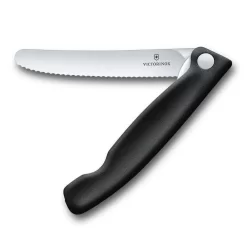 Swiss Classic 4.3" Foldable Serrated Paring Knife By Victorinox -Victorinox Sale Online VF67833F Foldable Serrated Parer Black Open