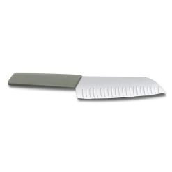 Swiss Modern Colors 7.5" Granton Edge Santoku Knife In Olive Green By Victorinox -Victorinox Sale Online VF6905617K6 Swiss Modern Santoku Back