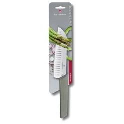 Swiss Modern Colors 7.5" Granton Edge Santoku Knife In Olive Green By Victorinox -Victorinox Sale Online VF6905617K6B Swiss Modern Santoku in Package