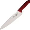 Victorinox Chef's Fixed Knife 10" Satin Finish Stainless Steel Blade Red Fibrox Handle 5200125