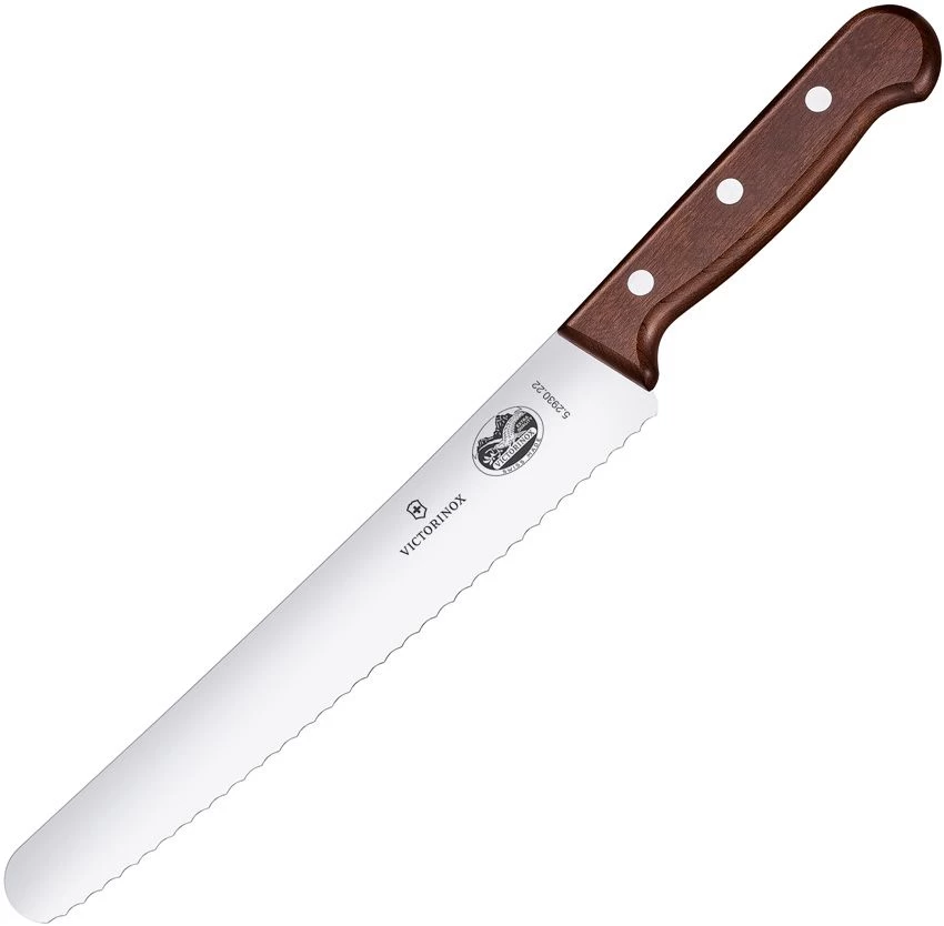 Victorinox Bread Fixed Knife 8.5" Serrated Stainless Steel Blade Brown Wood Handle 5293022G 1 Victorinox Bread Fixed Knife 8.5" Serrated Stainless Steel Blade Brown Wood Handle 5293022G