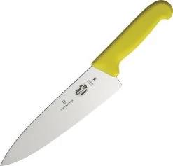 Victorinox Chef's Fixed Knife 8.5" Stainless Steel Blade Yellow Fibrox Handle 5206820
