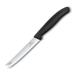 Swiss Classic Black 4.25" Fork-Tipped, Serrated Slice And Serve Knife By Victorinox