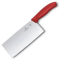 Swiss Classic 7" Chinese-Style Cleaver With Red Handle By Victorinox